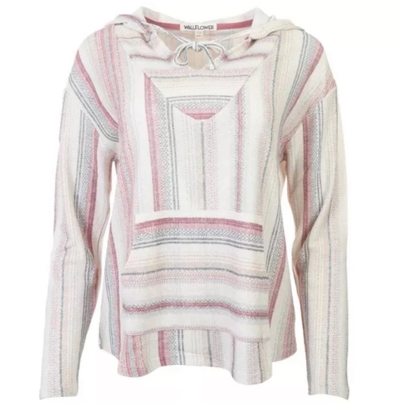 NWT WALLFLOWER Junior Arrow Striped Hooted Top Size Medium - Picture 1 of 6